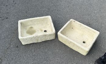 Pair of concrete sinks measures approx 6.5 inches tall by 17 inches wide and 13 deep