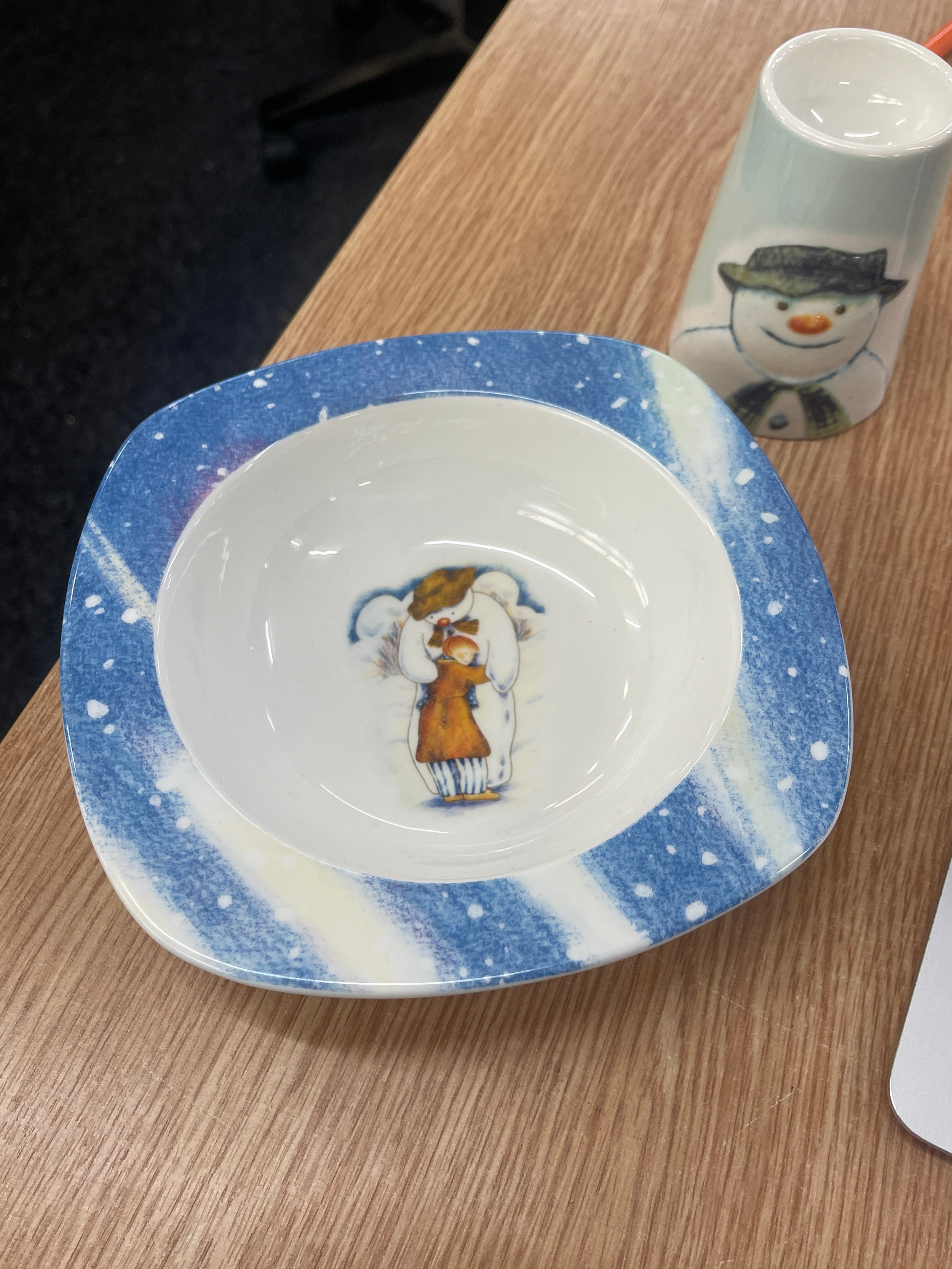 The Snow man pottery, bowl and egg cup - Image 2 of 3