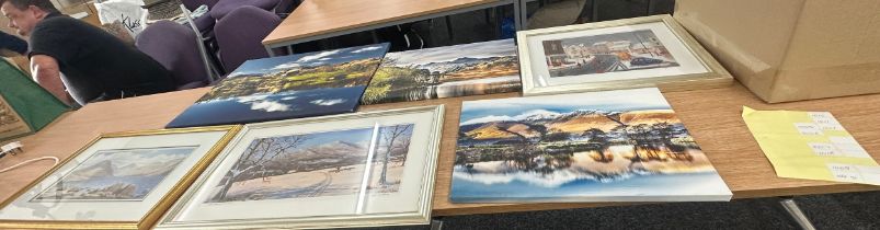 Quantity of canvas's and framed prints largest measures approx 29 inches wide by 19 long