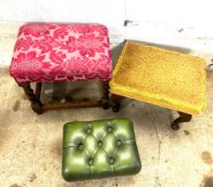 Three footstools one barley twist, one Queen Anne and one chesterfield