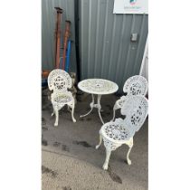 Aluminium table and three chairs