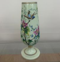 Hand painted glass vase measures approx 13.5 inches tall