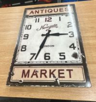 Antiques market new gate London print clock measures approx 24 inches tall by 17 wide