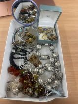 Selection of costume jewellery to include mirror, necklace etc