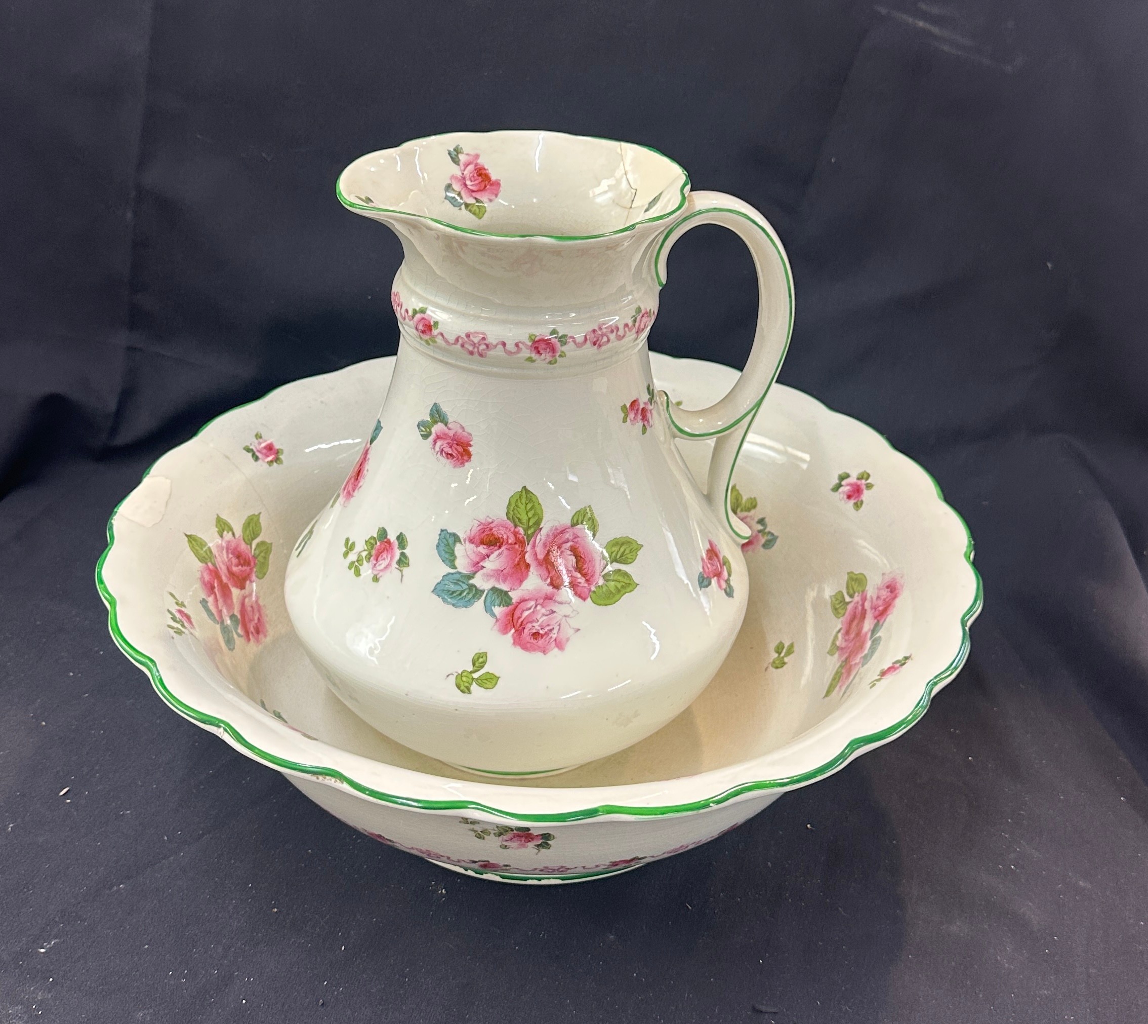 Vintage jug and bowl, Cresent quality england