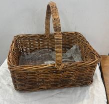 Large vintage wicker basket, approximate measurements: Height including handle 18 inches, Length