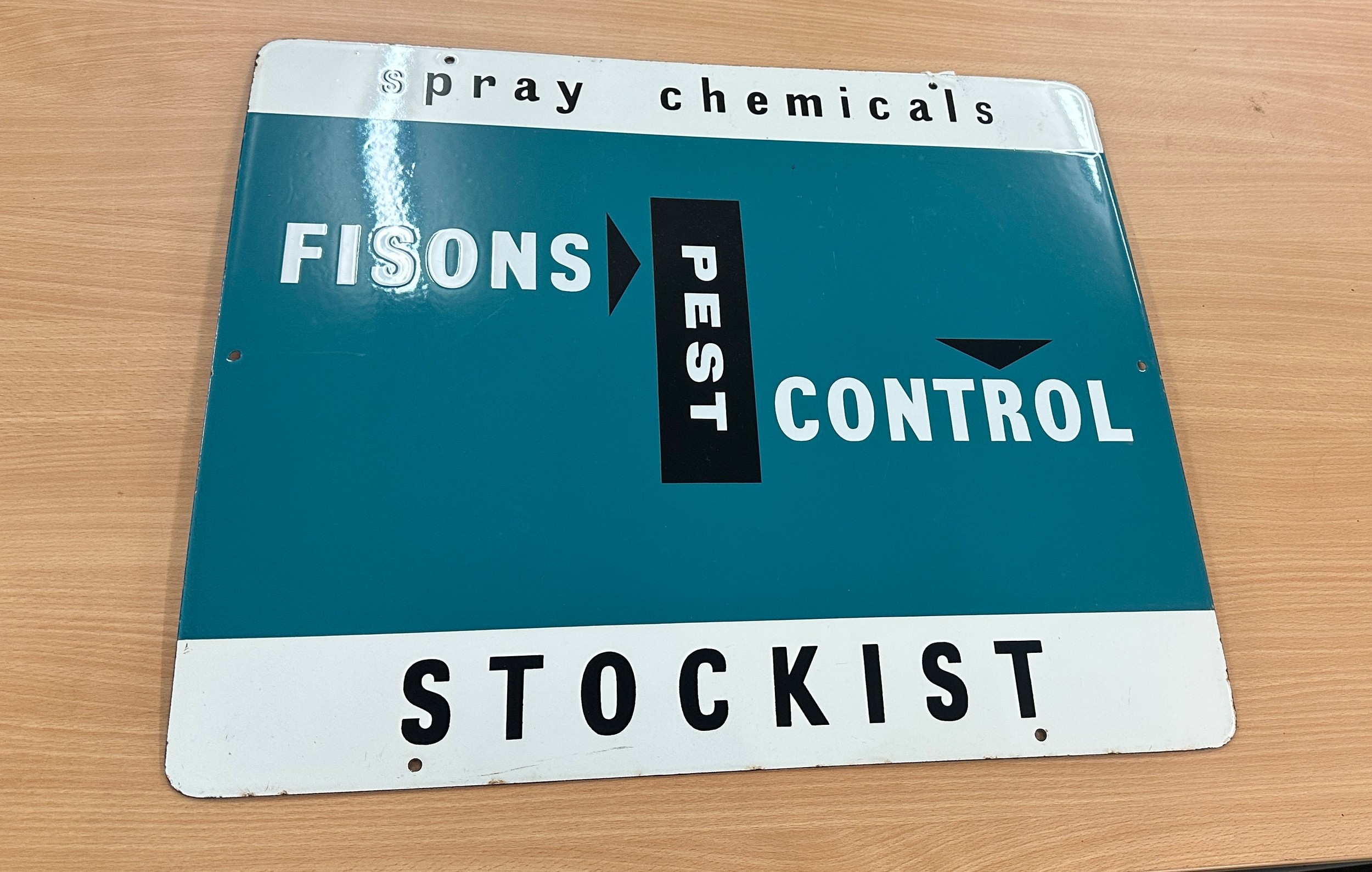 Enamel Fisons Pest Control advertising sign, approximate measurements: Height 20 inches, Width 24 - Image 2 of 3