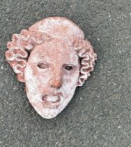 Old Greek god cast face measures approx 10.5 inches long