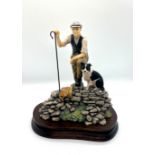 Boarder fine art figure ' Time for reflection' no JH19 with wooden base measures approx 8.5 inches