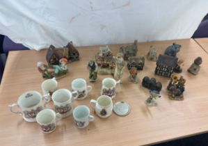 Selection of collectable pieces to include cottages, poole bird, Royal Coronation, Royal Adderly etc