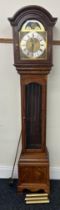 Oak reproduction grandmother clock, 75 inches tall 14 inches wide