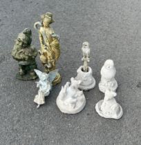 Selection of concrete ornaments to include gnome, animals etc