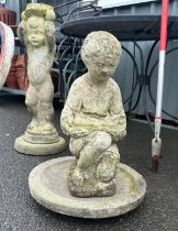 2 garden statues, boy/girl