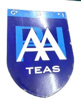 Vintage double-sided hanging advertising signs for 'G.B.I tea, approximate measurements: Height 19