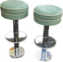 Pair of heavy 1940's diner bar stools