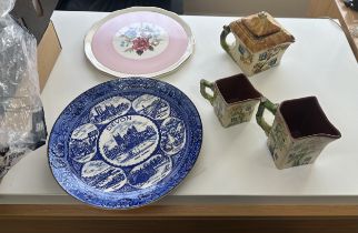 Selection of Devonware and two plates