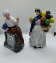 Two vintage Royal Doulton figures ' Bluebell Cottage Thank you' H.N.2732 and ' Biddy Penny Farthing'