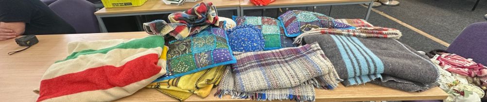 Selection of cushions and blankets