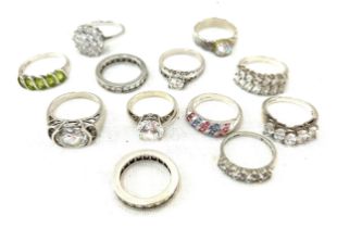 Selection of 12 hallmarked silver rings