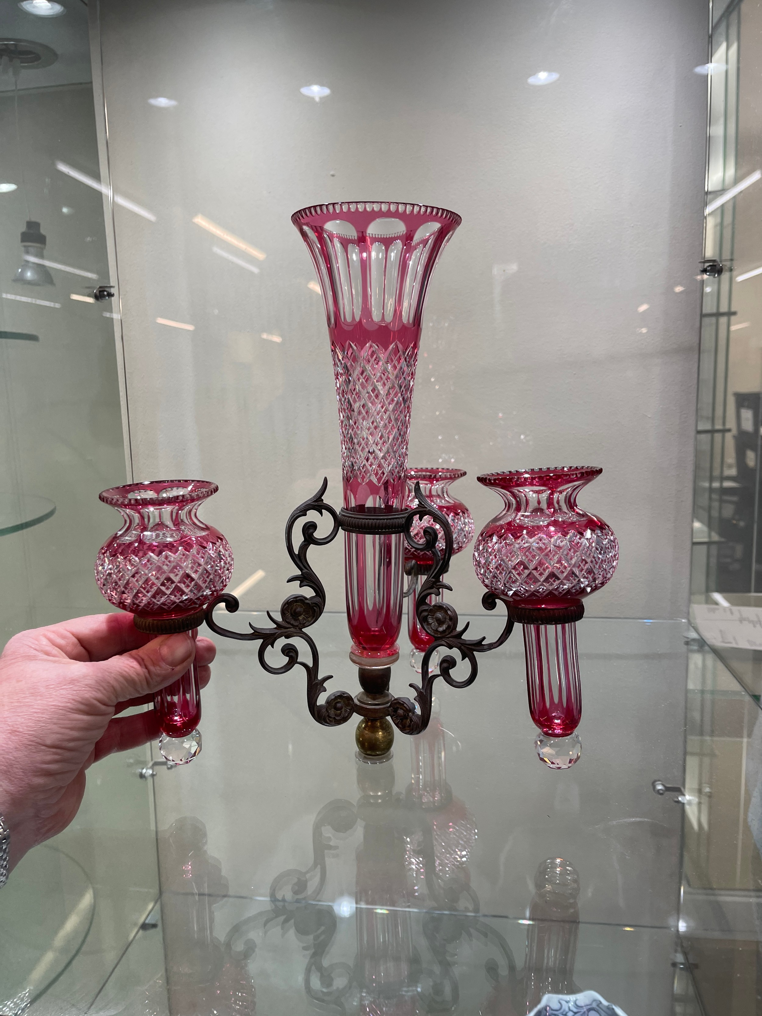 Antique Ruby Glass epergne