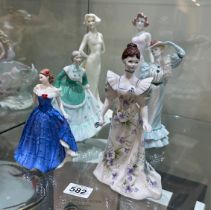 Selection of lady figures includes Norcroft, coalport etc