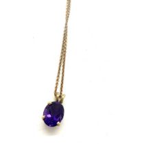 9ct gold amethyst pendant and chain