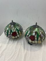 Pair of wall mounted tiffany style lamps, untested