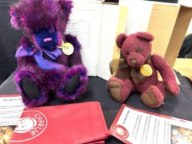 2 Boxed Charlie bears includes Socks Berry Red 2152 and Best Friends Club 2017
