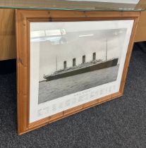 Framed RMS Titanic photo Beken of Cowes measures approximately 36 inches wide 29 inches tall