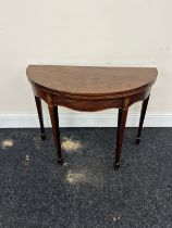 Mahogany inlaid antique flip top card table measures 38 inches wide 18 inches depth 29 inches tall