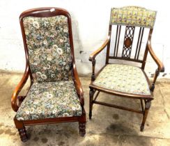 Victorian mahogany chair and a Edwardian inlaid chair