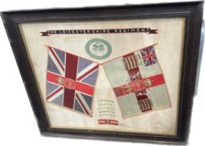 Framed ' The Leicestershire Regiment' silk measures approx 22 inches tall by 25 inches wide