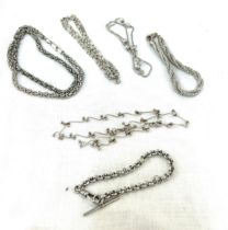 Selection of silver jewellery includes necklaces, bracelets