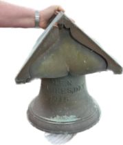 Antique church bell, M.E.N St Lukes,Da 1915 measures approximately 15.5 inches long