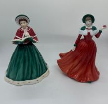 Two vintage Royal Doulton figures ' Winters Day HN 4589' and ' The twelves days of Christmas' HN
