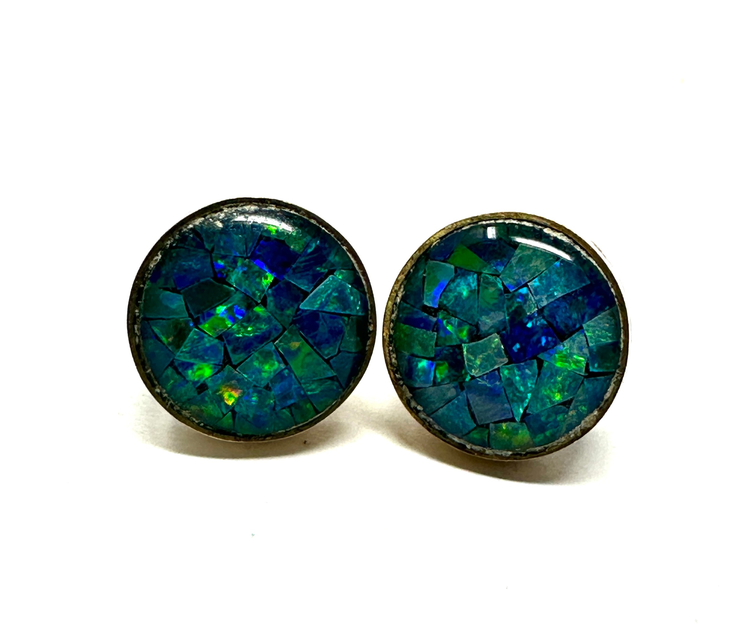 9ct gold opal triplet stud earrings (2.7g)