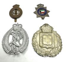 4 police cap helmet badges inc kuwait-bahamas jamaica -newzealand