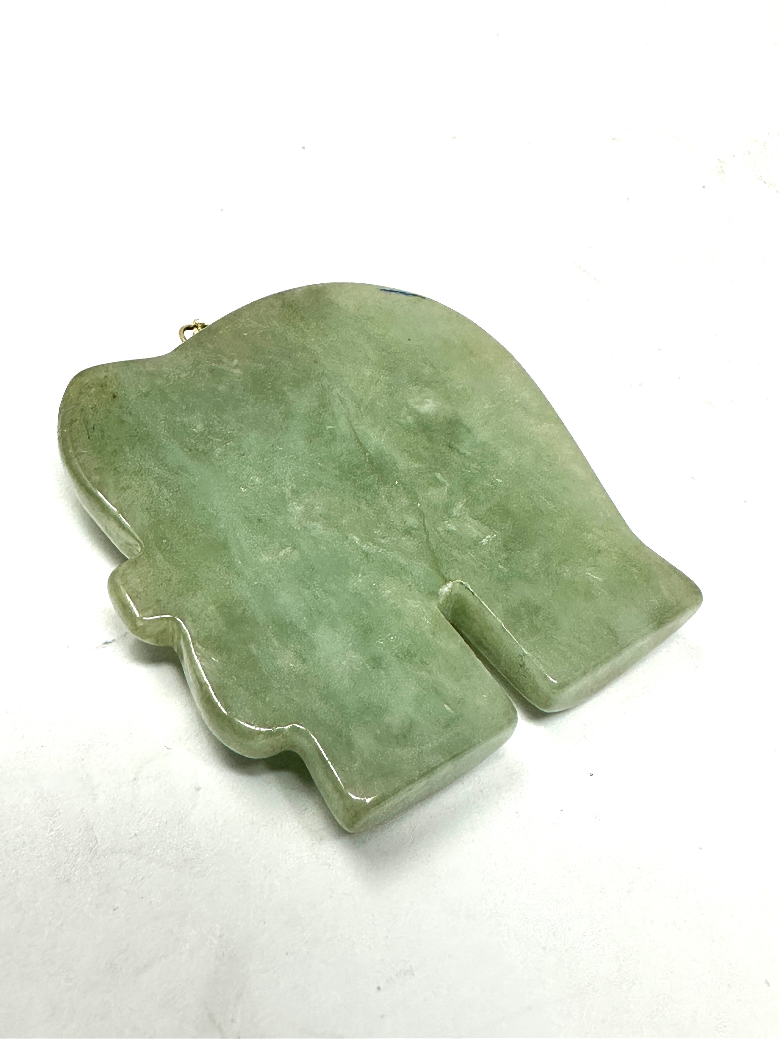 14ct gold carved jade elerphant pendant (20.2g) - Bild 2 aus 2