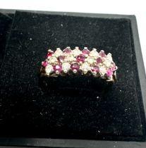9ct gold ruby & diamond vintage ring (2.7g)