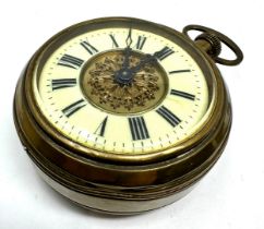 Giant size brass bedside pocket watch measures approx 15cm drop diameter of watch 11.6cm the watch