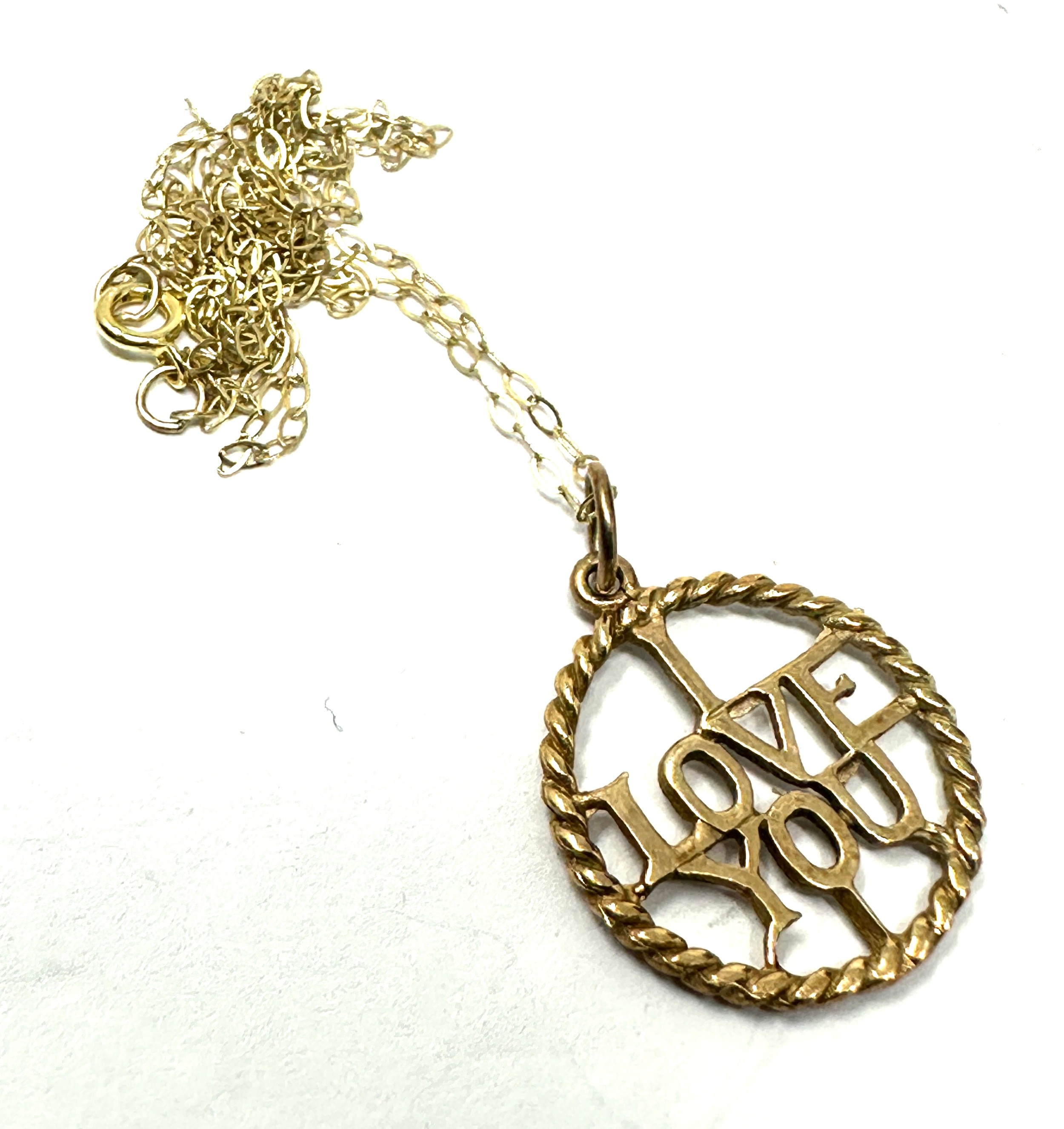 9ct gold 'I love you' pendant & chain (1.4g) - Bild 2 aus 2