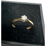 9ct gold diamond solitaire ring (1.6g)