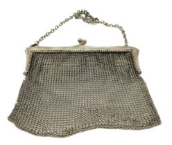 Antique silver mesh evening bag weight 117g