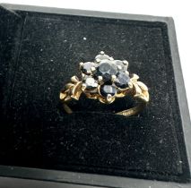 9ct gold sapphire vintage cluster ring (2.5g)