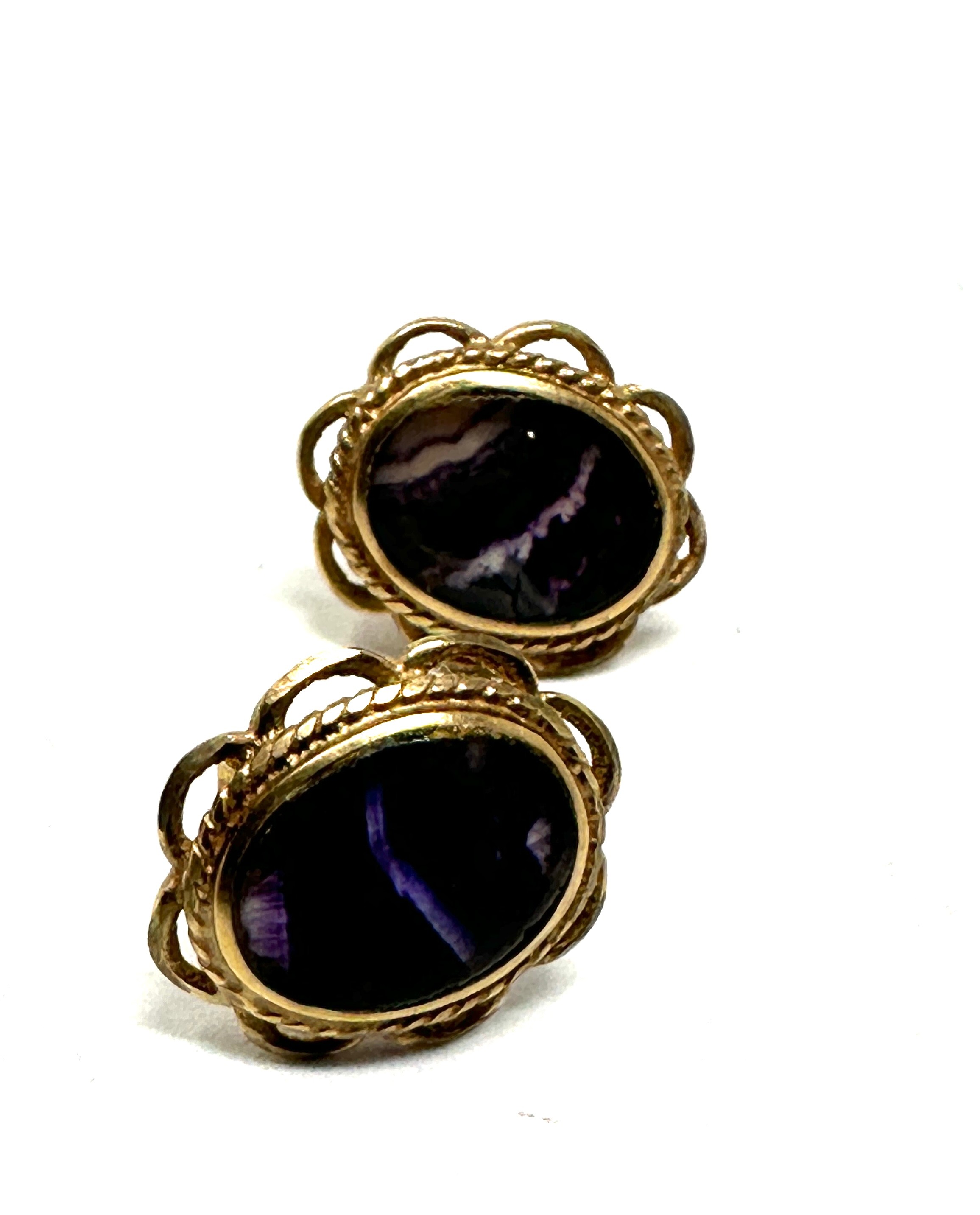 9ct gold blue john stud earrings (1.6g) - Bild 2 aus 2