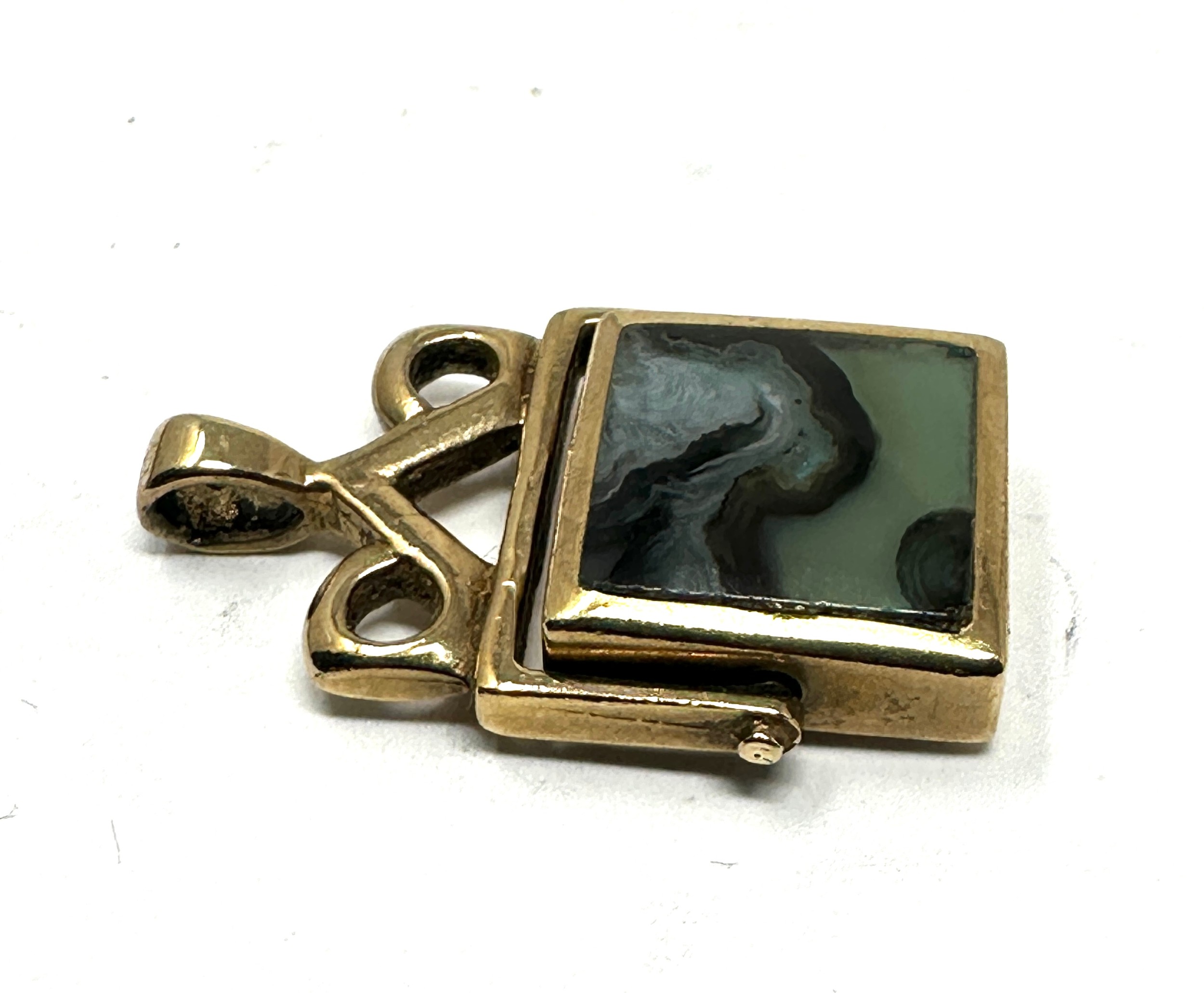 9ct gold agate spinning fob (4.3g) - Bild 2 aus 2