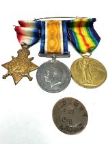 WW1 Mounted 1914 Morn Star Trio Named MS-882 Pte J. Dowry A.S.C