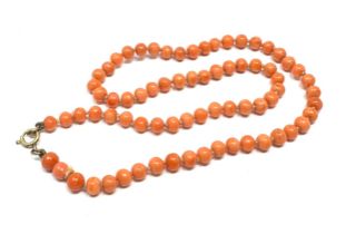 antique coral bead necklace measures approx 40cm long approx 6mm dia weight 16g