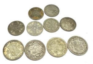 selection of silver half crowns & florins