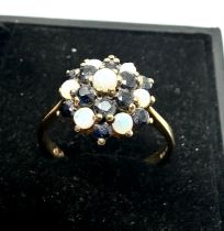 9ct gold opal & sapphire dress ring (2.5g)